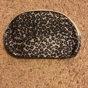 Leopard sparkly silver and purple pouch